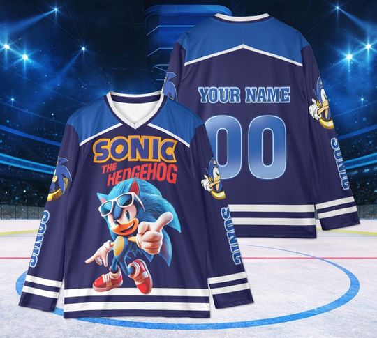 Personalized Sonic Hockey Jersey, Custom Sonic Hockey Jersey, Funny Sonic Jersey, Sonic Party Jersey, Sonic Birthday Gift
