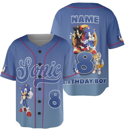 Personalized Sonic Jersey Baseball, Custom Sonic Jersey, Funny Sonic Jersey, Sonic Party Jersey, Sonic Birthday Gift