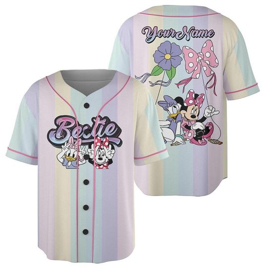 Custom Daisy and Minnie Bestie Baseball Jersey,Daisy Jersey, Minnie Baseball, Baseball Jersey Shirt, Kid Youth Adult Jersey