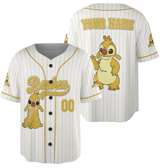 Custom Reuben Stitch Baseball Jersey, Personalized Reuben Stitch Jersey, Lilo And Stitch Birthday Party, Reuben Birthday Gift