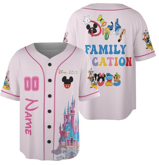 Personalized Mickey Family Trip 2025 Baseball Jersey, Cartoon Family Vacation Jersey Team, Trip Jersey, Mickey Mouse Shirt