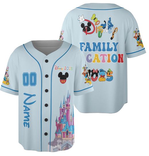 Personalized Mickey Family Trip 2025 Baseball Jersey, Cartoon Family Vacation Jersey Team, Trip Jersey, Mickey Mouse Shirt