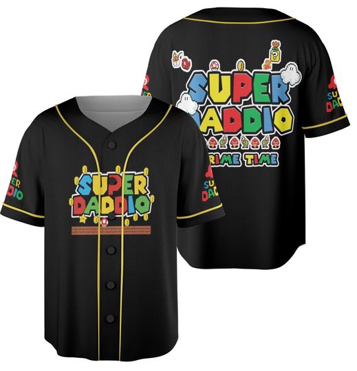 Personalized Super Daddio Baseball Jerseys, Custom Mario Dad Shirt, Super Dad Shirt, Super Jersey, Fathers Day Shirt, Gift For Dad