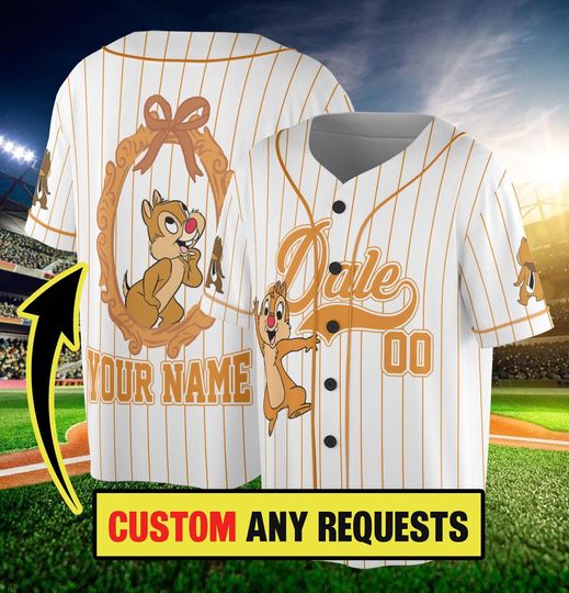 Personalized Chip and Dale Baseball Jersey, Chip and Dale Shirt, Baseball Team Outfit, Cartoon Birthday Gift For Kid Adult