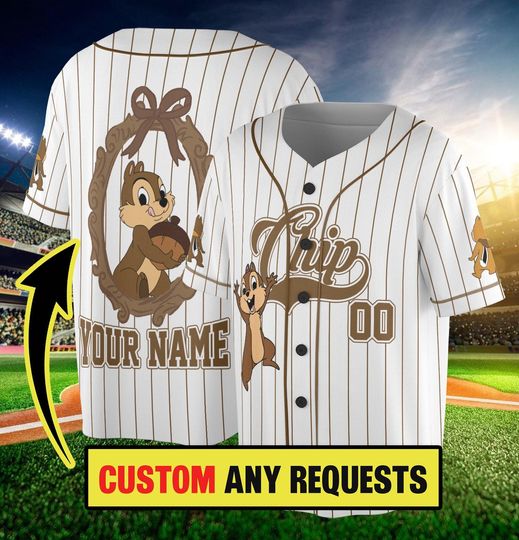 Personalized Chip and Dale Baseball Jersey, Chip and Dale Shirt, Baseball Team Outfit, Cartoon Birthday Gift For Kid Adult