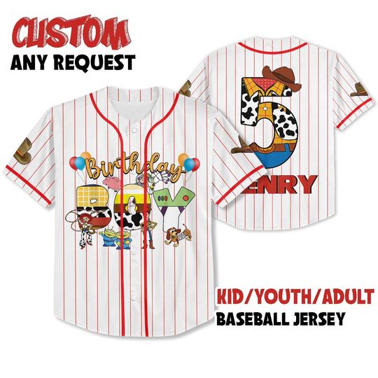 Personalized Birthday Boy Baseball Jersey, Toy Story Birthday Baseball Jersey, Birthday Boy Jersey Shirt, Gift for Kids