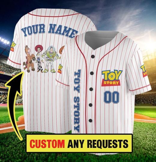 Personalized Toy Story Baseball Baseball Jersey, Custom Toy Story Baseball Jersey, Toy Story Baseball Team Outfit
