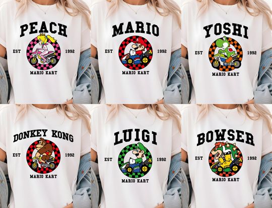 Mario Kart Shirt, Mario Kart Characters Shirt, Super Mario Character Shirt, Super Mario Family Shirt, Super Mario Gaming Shirt, Super Mario