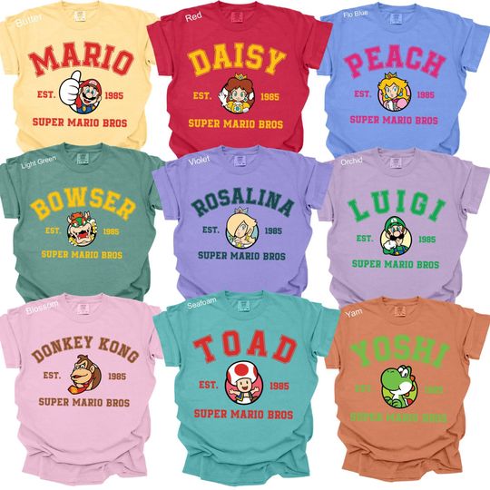 Mario Shirts, Super Mario, Super Mario Shirt, Custom Mario Shirt, Mario Family Matching Shirt, Customized Mario Shirts,Comfort Colors,152295