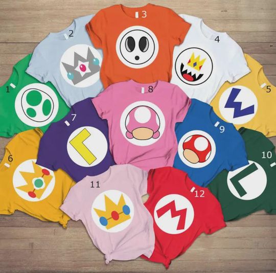 Super Mario Character Logo Shirt,Super Mario Family Shirt,Super Mario Birthday Party Shirt,Mario & Friends Party Shirt,Mario Shirt