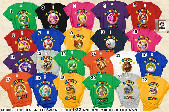 Super mario birthday group Shirt, Personalized Super Mario family matching shirt