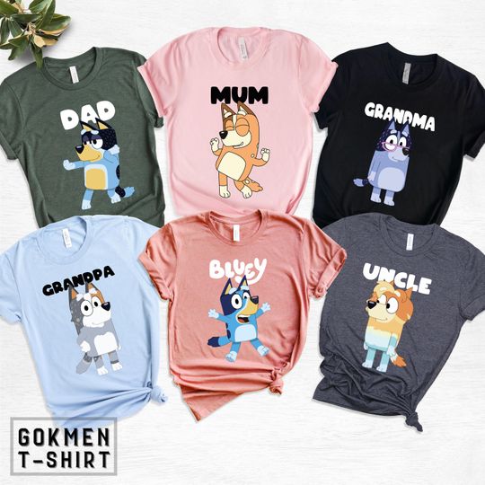 Personalized BlueyDad Family Matching Shirts, Custom BlueyDad Birthday Party Shirts, BlueyDad Cartoon Shirt, BlueyDad Mom Dad Family Matching Tees