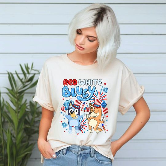 Red White BlueyDad Fourth of July Shirt, Family BlueyDad Independence Day Tee, BlueyDad Party Shirt