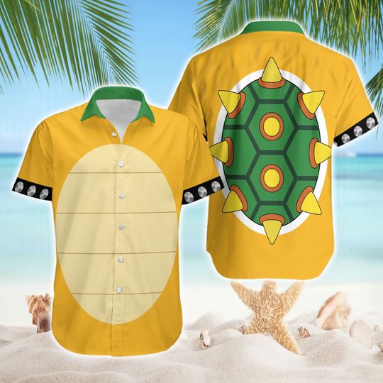 Super Mario Hawaiian Shirt | Mario Bowser Hawaii Shirt | Mario Game Summer Hawaiian Shirt