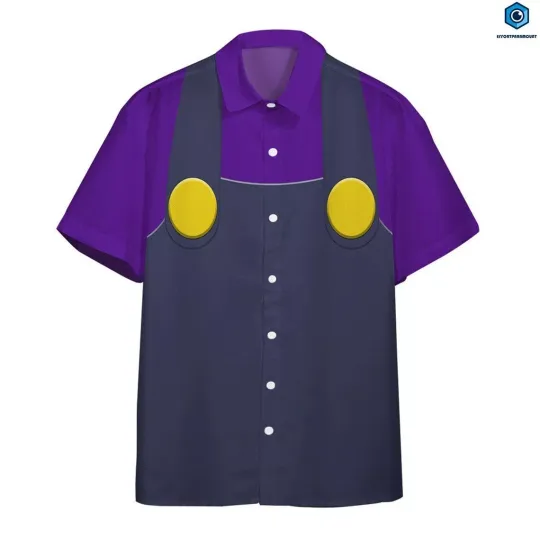 Waluigi Super Mario Hawaiian Shirt Button Down Unisex