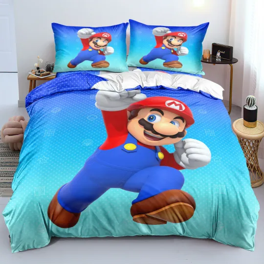 Super Mario Blue Background Collection Bedding Set