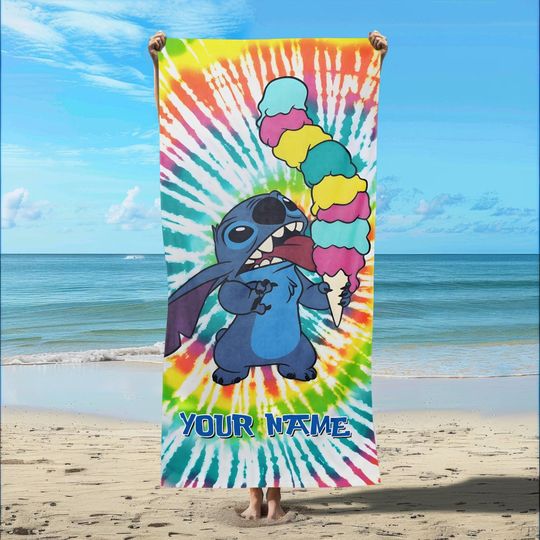 Stitch Beach Towel, Custom Disney Bath Towel, Personalized Lilo and Stitch Picnic Towel