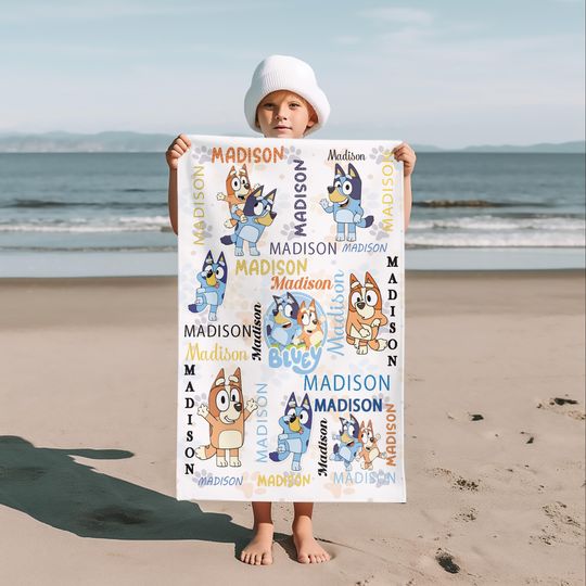 BlueyDad Baby Towel for Kids - Name Towel for Boys & Girls