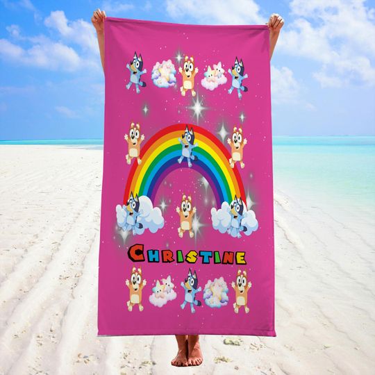 Personalized BlueyDad Beach Towel for Kids - Perfect Birthday and Christmas Gift