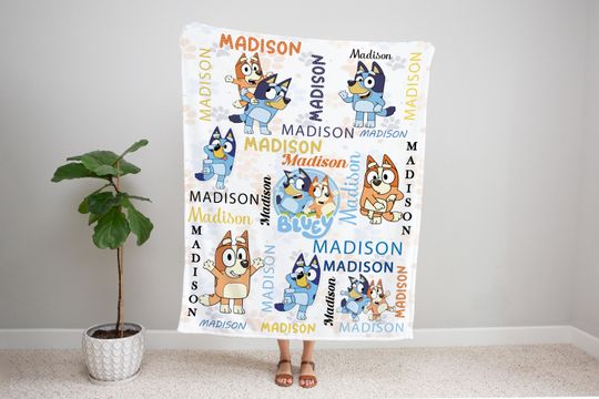 Custom BlueyDad Fleece Blanket, Baby Blanket Gift for Boys & Girls