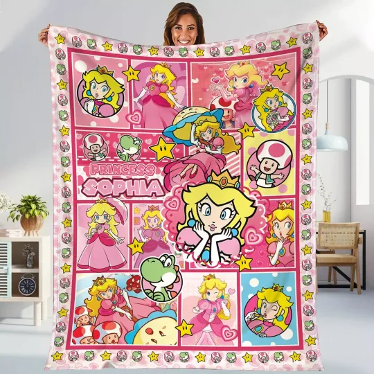 Super Mario Bros Princess Peach Fleece Blanket