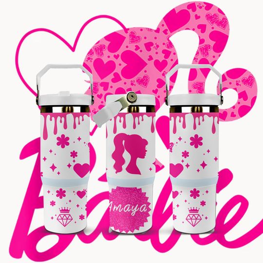 30oz Barbie Tumbler with Flip Handle