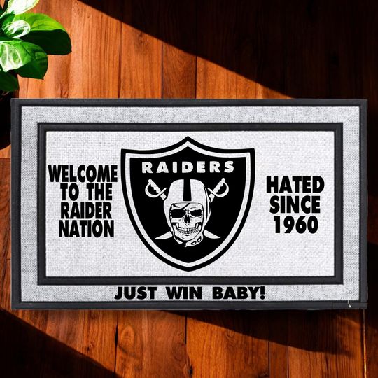 Raider Doormat - Raider Nation Decor for Man Cave - Las Vegas Raiders Gift for Football Fans