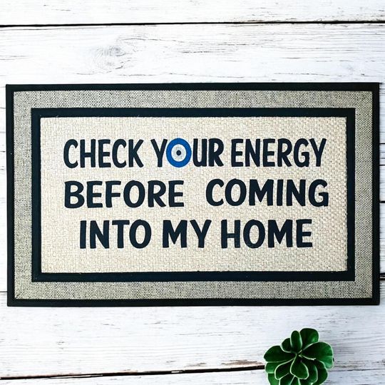 Evil Eye Welcome Mat - Positive Vibes Doormat - Spiritual Home Decor - Protective Energy Mat