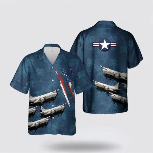 US Navy Lockheed P 3C Orion Hawaiian Shirt 8211 Beachwear For Military Personnel
