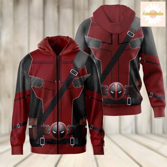 Deadpool Costume 3D Shirt, Superhero Costume Hoodie, Deadpool 3 Movie Shirt, Marvel Deadpool Sweatshirt, Halloween Men's Hero Costumes