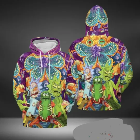 3d hoodie movie lovers, Cartoon Rick & Rickandmorty Hoodie size US, graphic hoodie