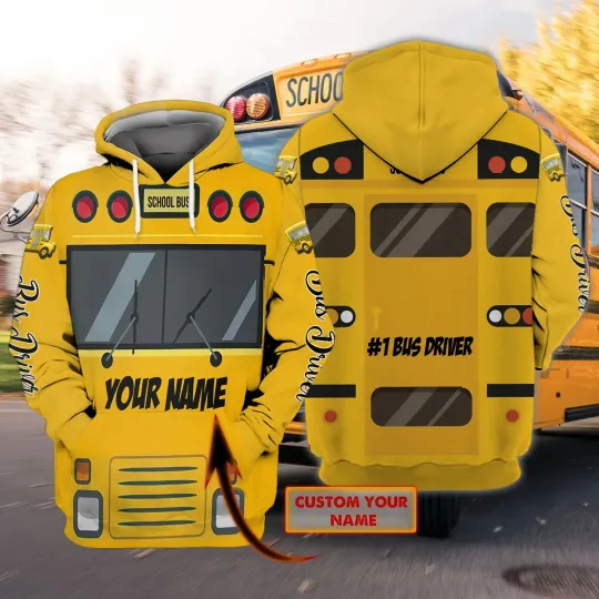 Custom name School Bus Gift 3D shirt  Hoodie Sweatshirt Full Size