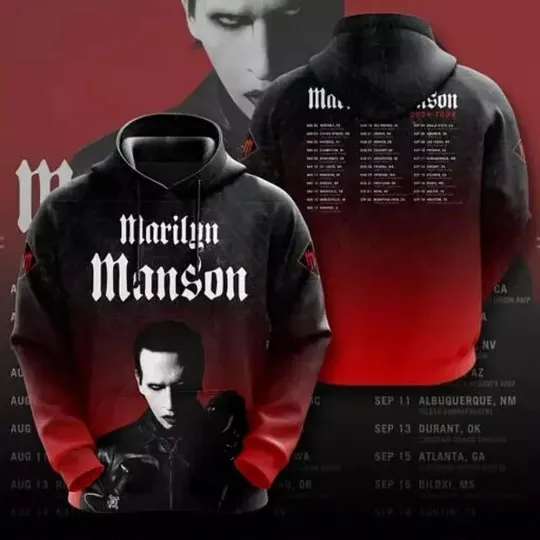 Marilyn Manson 2024 Tour 3D Hoodie Great best design hot hot 3D Hoodie