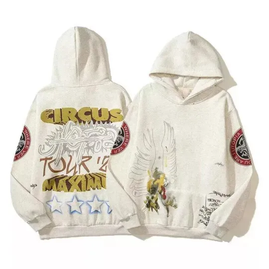 Travis 2024 Utopia Circus Maximus Tour Hoodie Size S-5XL Beige 3D Hoodie