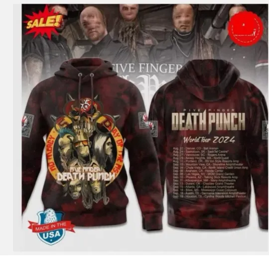 Five Finger Death Punch World Tour Hoodie 3d - all printed hot 2025