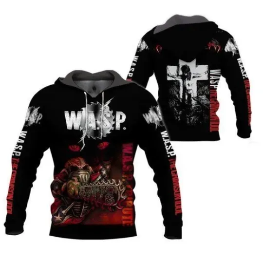 3d hoodie vintage theme 2022  W A S P  Band 40 Years Live Tour 2022 hoodie