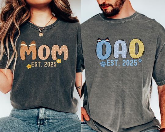 New BlueyDad Mom And Dad T-Shirt, BlueyDad Mom and Dad Music Shirt, Trend Personalized BlueyDad Cartoon Parents Shirt