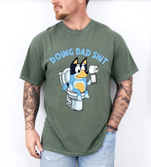 Blue Dog Dad Shirt, Funny Son Daughter T-Shirt, Bandit Daddy Joke TShirt, Fathers Day Gift For Dada, Girl Boy Tee Grandpa Comfort Colors