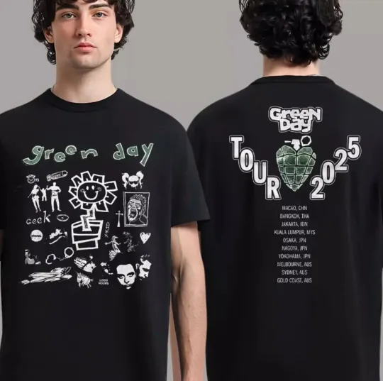 Trending 2025 Green Day Tour Double Sided T-Shirt Unisex All Sizes