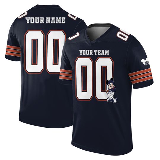 Custom Disney Mickey Super Star Bears Sport Navy Football Jersey, Disney Fan Football Jersey