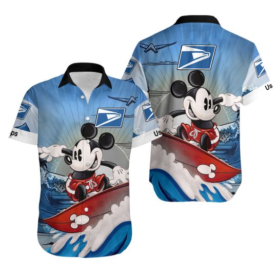 Disney Mickey Mouse Postal Service Hawaiian Shirt, Postal Worker Aloha Shirt