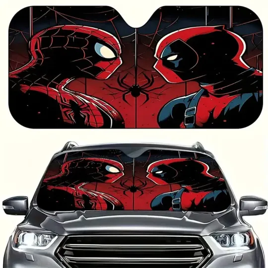 Spiderman vs Deadpool Car Sun Shade