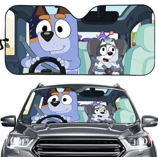 BlueyDad Dad Cartoon Movie Car Sunshade, Auto Car Sunshade