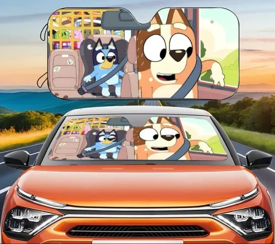 BlueyDad Cartoon Movie Car Sunshade, Auto Car Sunshade