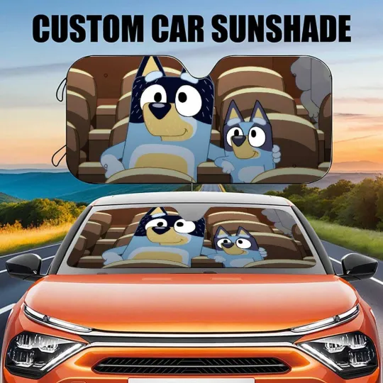 Animated Car Sun Shade - BlueyDad Dad Movie Watcher Visor