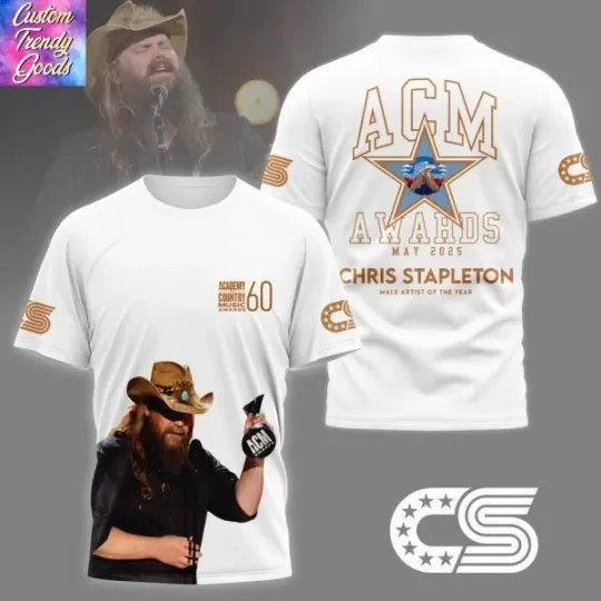 Chris Stapleton ACM Awards May 2025 Male Artist Of The Year White 3D T-Shirt