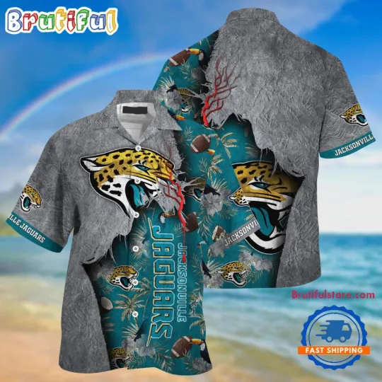 Hawaiian Shirt - Jacksonville Jaguars Team Design, God Bless