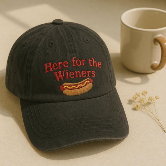 Discover Embroidered Here For The Wieners Hat, Hot Dog Cap, 4th Of July Patriotic Cap
