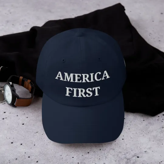 America First Embroidered Baseball Cap - Trump Hat 1776 USA Patriotic