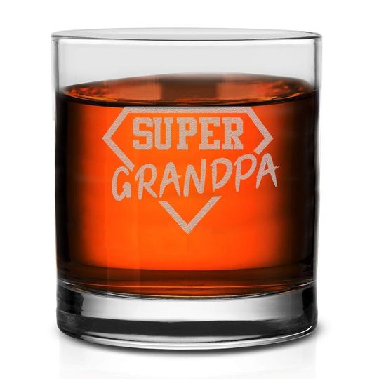 Super Grandpa Old Fashioned Glass Funny Birthday Fathers Day Gifts For New Dad Daddy Stepdad